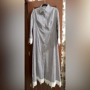 Dainty Jewells Blue/White Dress lace Trim Sz XL